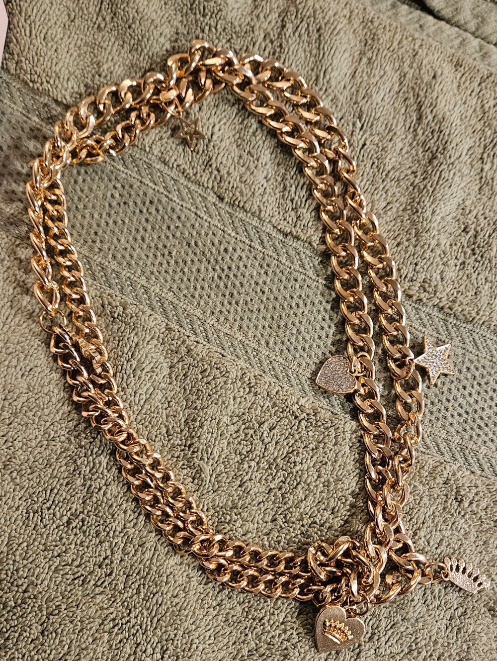 Rare Vintage Juicy Couture Choose Juicy Gold Charm Wrap Necklace 36" Box Y2K